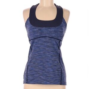 Lululemon Scoop Neck Racerback Tank Size 8 Blue & Black Heathered